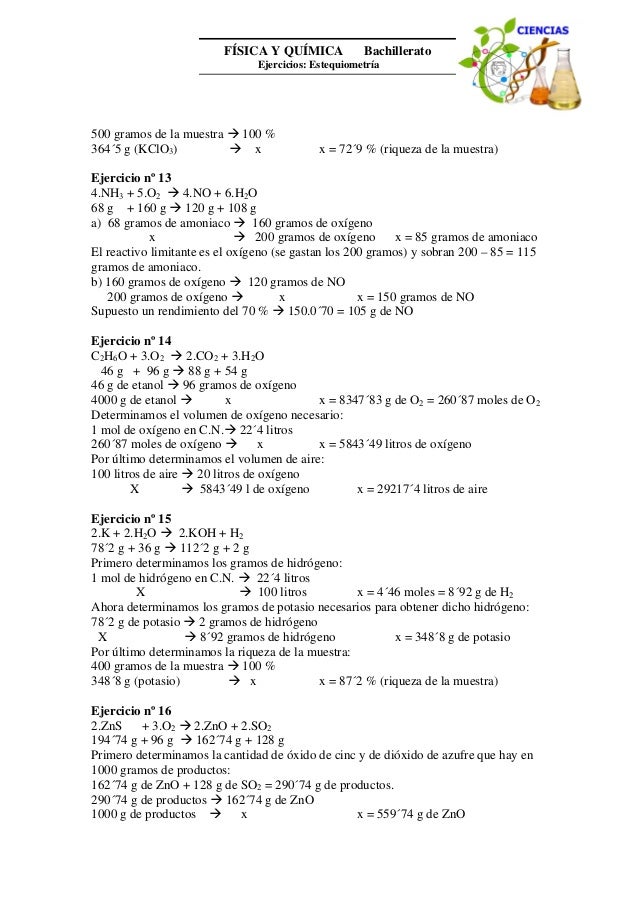 calculos estequiometricos ejercicios resueltos